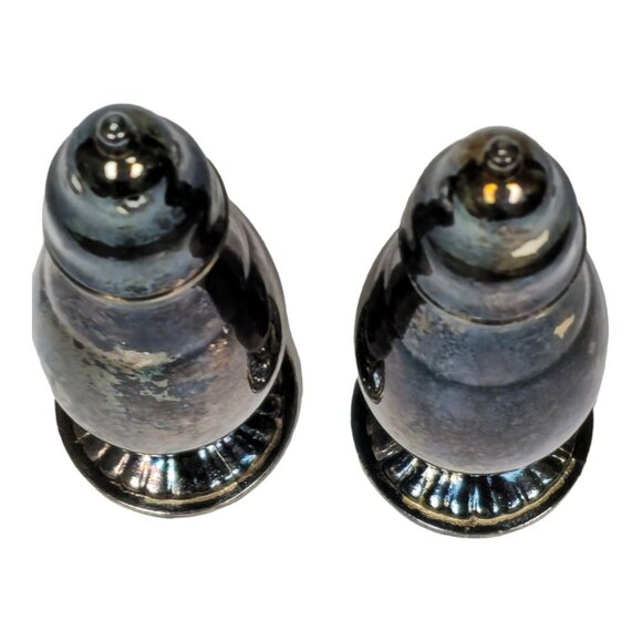 Vintage Oneida Salt & Pepper Shakers Ornate Retro Silver Plated Kitchen decor - Picture 5 of 16